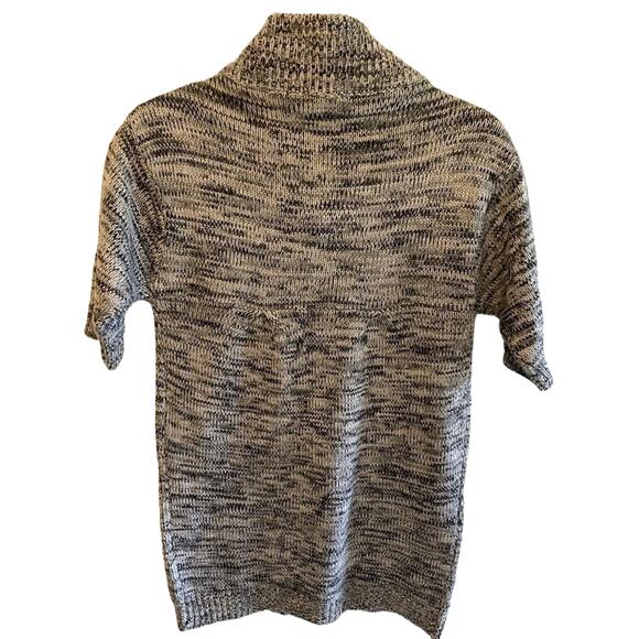 The Limited Black Gray Tight Knit Short Mock Neck Sleeve Button Up Cardigan M - Picture 2 of 6